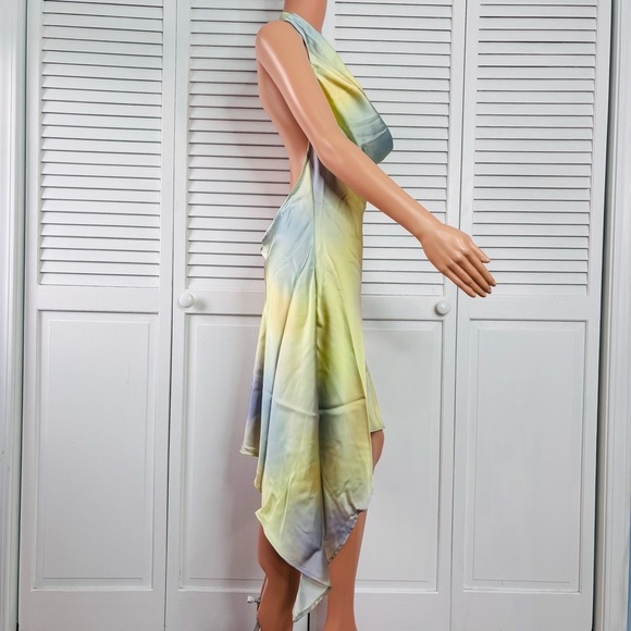 NEW WEWOREWHAT Cowl Mini Dress in Watercolor Size 16 - Picture 6 of 10